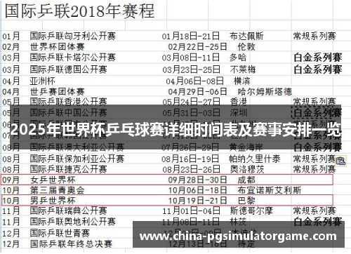 2025年世界杯乒乓球赛详细时间表及赛事安排一览