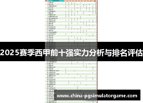 2025赛季西甲前十强实力分析与排名评估