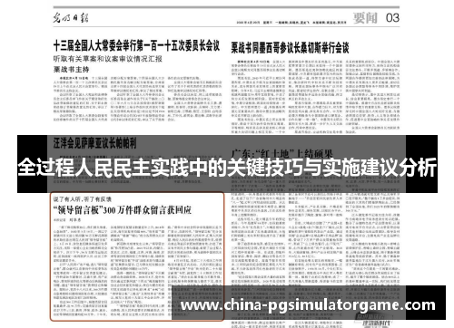 全过程人民民主实践中的关键技巧与实施建议分析