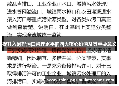 提升入河排污口管理水平的四大核心价值及其重要意义