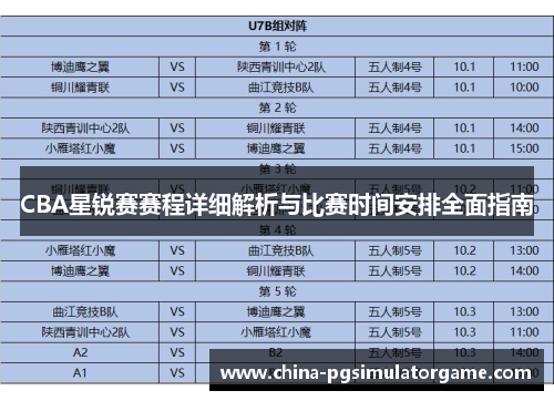 CBA星锐赛赛程详细解析与比赛时间安排全面指南